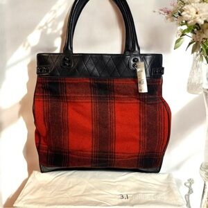NWT 3.1 Philip Lim Vintage Chic Plaid Red & Black Tote $535 Retail
